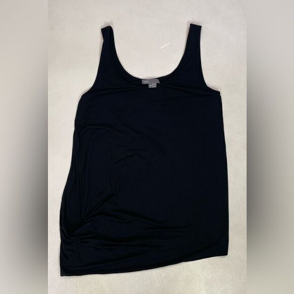 Vince Asymmetrical Knotted Hem Scoop Neck Tank Top Women Medium Black - Picture 2 of 6
